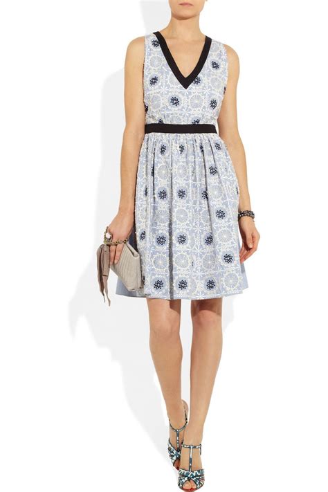 Light Blue Printed poplin dress 